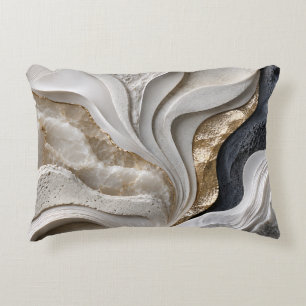White Marble Gold Abstract Luxury Throw Pillow
