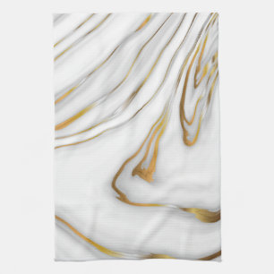 White Marble Gold Grain Tea Towel