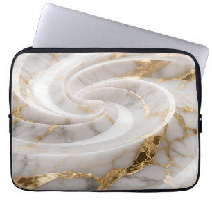 White Marble Gold Swirl Pattern Laptop Sleeve