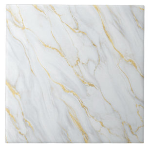 White Marble Gold Vein Pattern Ceramic Tile