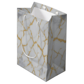White Marble & Gold Veins | Luxury Gift Bag