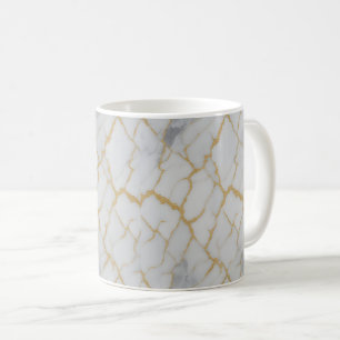 White Marble & Gold Veins   Luxury Mug