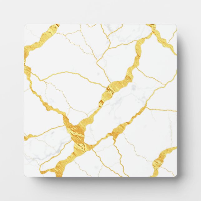White Marble Gold Veins Pattern Plaque (Front)