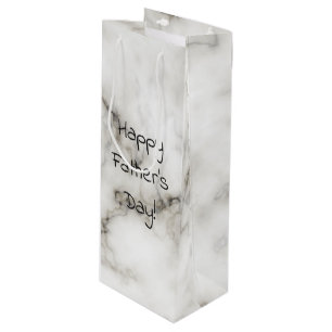 white marble happy Father's Day Wine Gift Bag