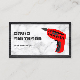 White Marble Hardware Power Tool Red Drill Machine Business Card