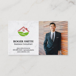 White Marble   House Icon Business Card
