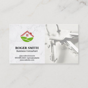 White Marble   House Icon   Keys Business Card