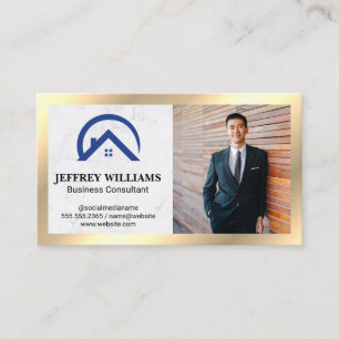 White Marble   House Logo Icon   Business Man Business Card
