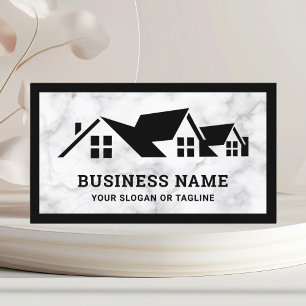 White Marble House Roofing Construction Roofer Business Card