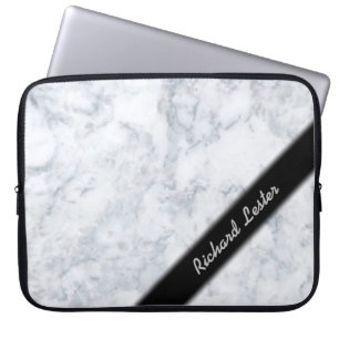 White Marble Look Laptop Sleeve