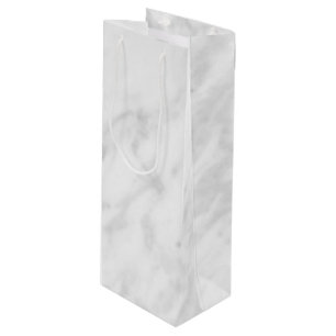 White Marble Look Wine Gift Bag