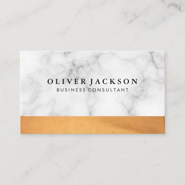 White Marble Lux Trim Business Card (Front)