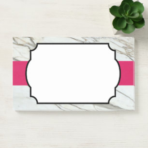 White marble luxury pink frame post-it notes
