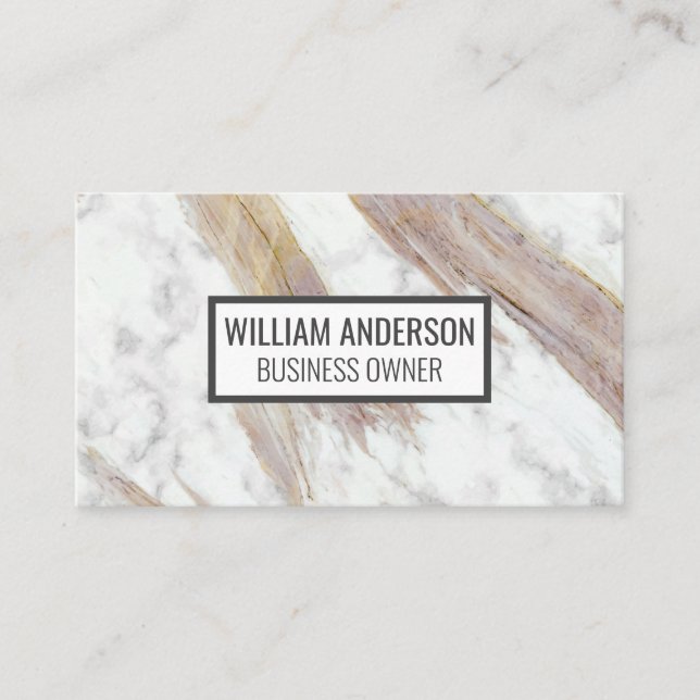 White Marble | Luxury Stone Business Card (Front)