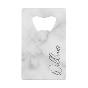 White Marble Modern Script Personalised Name
