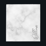 White Marble Modern Script Personalised Name Notepad<br><div class="desc">Modern Minimalist Personalised Name Gifts 
This design features personalised name in grey modern handwriting script font on white marble background.</div>