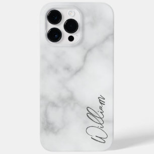 White Marble Modern Script Personalized Name Case-Mate iPhone 14 Pro Max Case