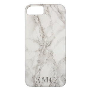 White Marble Monogram iphone Case