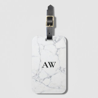 White Marble Monogram Luggage Tag