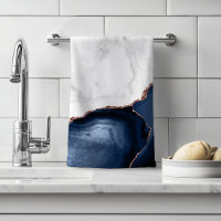 White Marble Navy Blue Agate Rose Gold Glitter