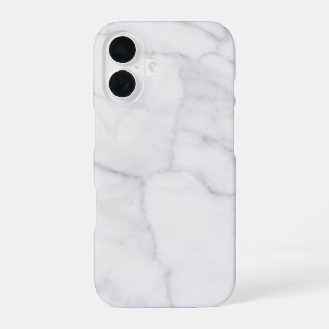 White Marble Pattern Boho Chic iPhone 16 Case (Back)