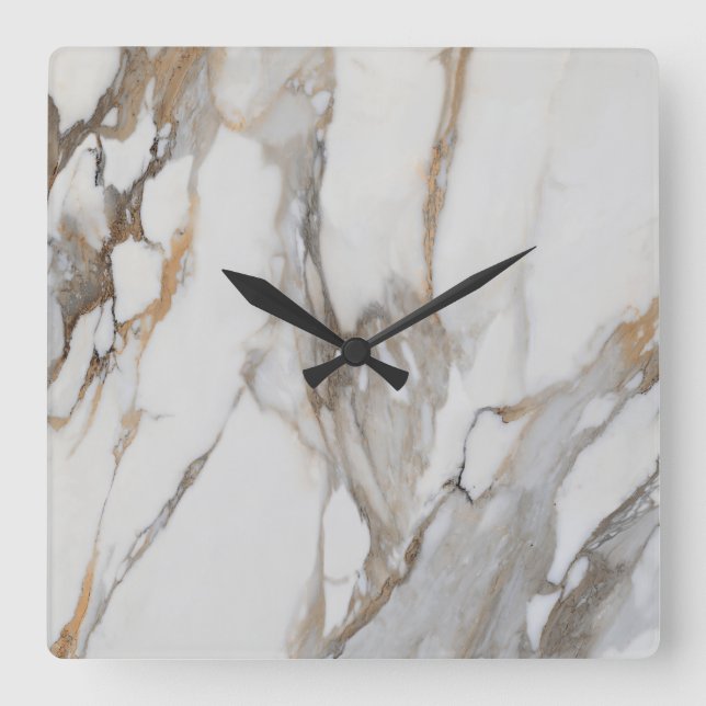 White Marble Pattern Modern Wall Clock (Front)