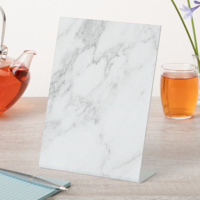 White Marble Pedestal Sign (In SItu)