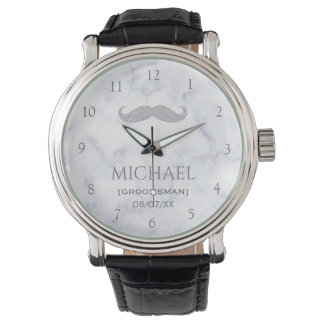 White Marble Personalised Groomsman Watch