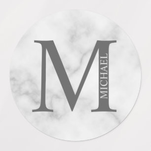 White Marble Personalised Monogram and Name