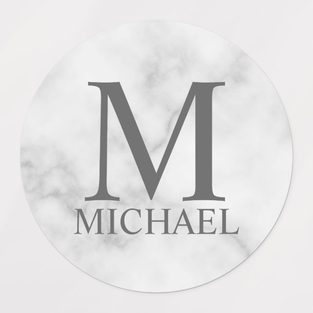 White Marble Personalised Monogram and Name (Design 1)