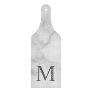 White Marble Personalised Monogram and Name  Cutting Board