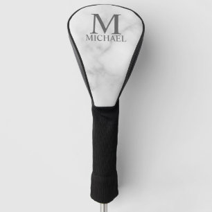 White Marble Personalised Monogram and Name Golf Head Cover