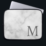 White Marble Personalised Monogram and Name Laptop Sleeve<br><div class="desc">Personalised Monogram and Name Gifts
featuring personalised monogram and name in classic serif font style.</div>