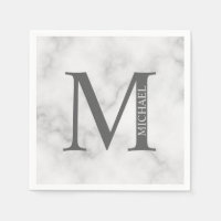White Marble Personalised Monogram and Name