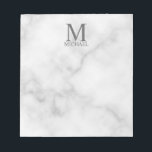 White Marble Personalised Monogram and Name Notepad<br><div class="desc">Personalised Monogram and Name Gift
features personalised monogram and name in grey classic serif font style on white marble background.

Perfect as holiday gift,  father's day gift and gift for any special occasions.</div>