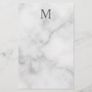 White Marble Personalised Monogram and Name Stationery
