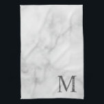 White Marble Personalised Monogram and Name Tea Towel<br><div class="desc">Personalised Monogram and Name Design
features personalised monogram and name in classic serif font style.</div>