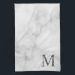 White Marble Personalised Monogram and Name Tea Towel<br><div class="desc">Personalised Monogram and Name Design
features personalised monogram and name in classic serif font style.</div>