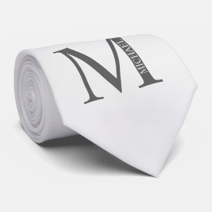 White Marble Personalised Monogram and Name Tie