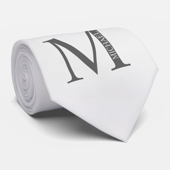 White Marble Personalised Monogram and Name Tie (Rolled)