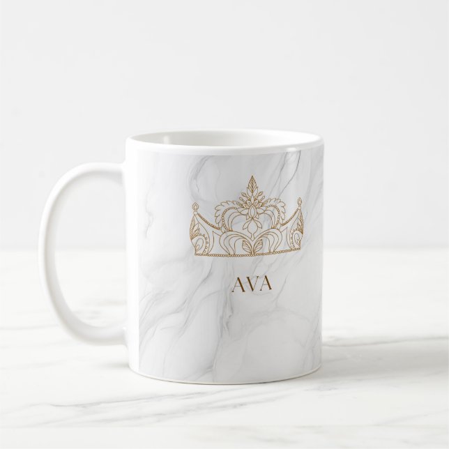 White Marble Personalised Name Mug (Left)