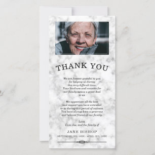 White Marble Photo Sympathy Thank You