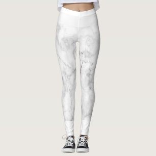 White Marble Print Yoga Pants
