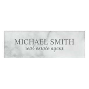 White Marble Professional Personalised Name Tag