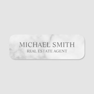 White Marble Professional Personalised Name Tag