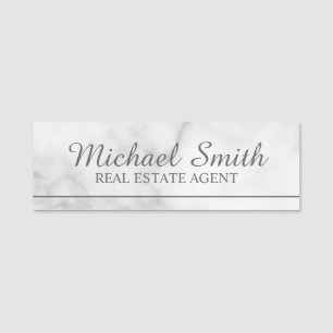 White Marble Professional Personalized Name Tag