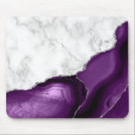 White Marble Purple Silver Agate Mouse Pad<br><div class="desc">Elegant white marble and purple agate trimmed with faux silver glitter combine in this luxurious design.</div>