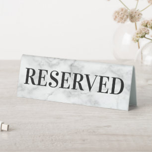 White Marble Reserved Table Sign