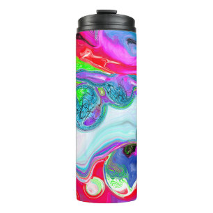 White Marble River Colorful Fluid Art  Thermal Tumbler