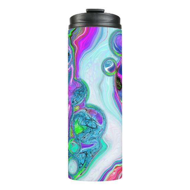 White Marble River Colourful Fluid Art  Thermal Tumbler (Front)